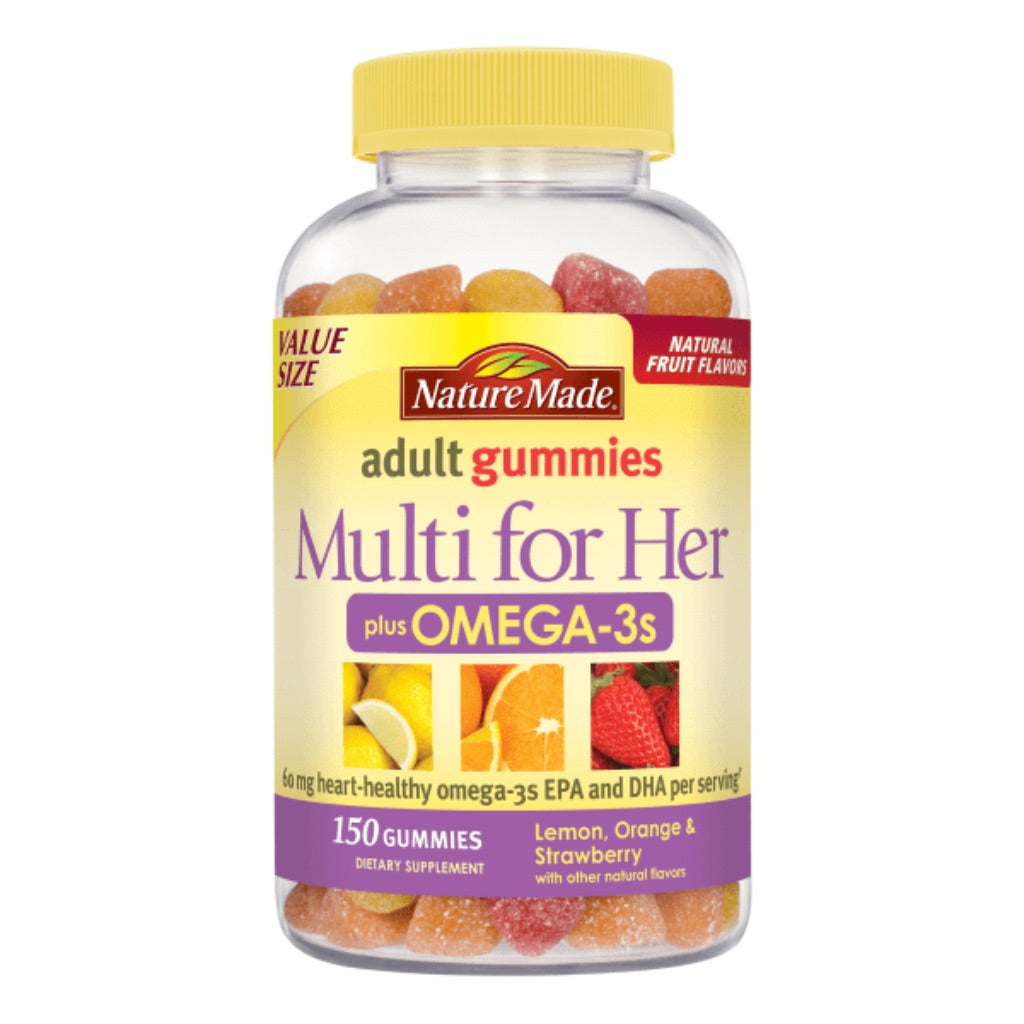 Nature Made Women Multi Plus Omega 3 Women Multivitamin Gummies - Lemon, Orange & Strawberry - 150ct