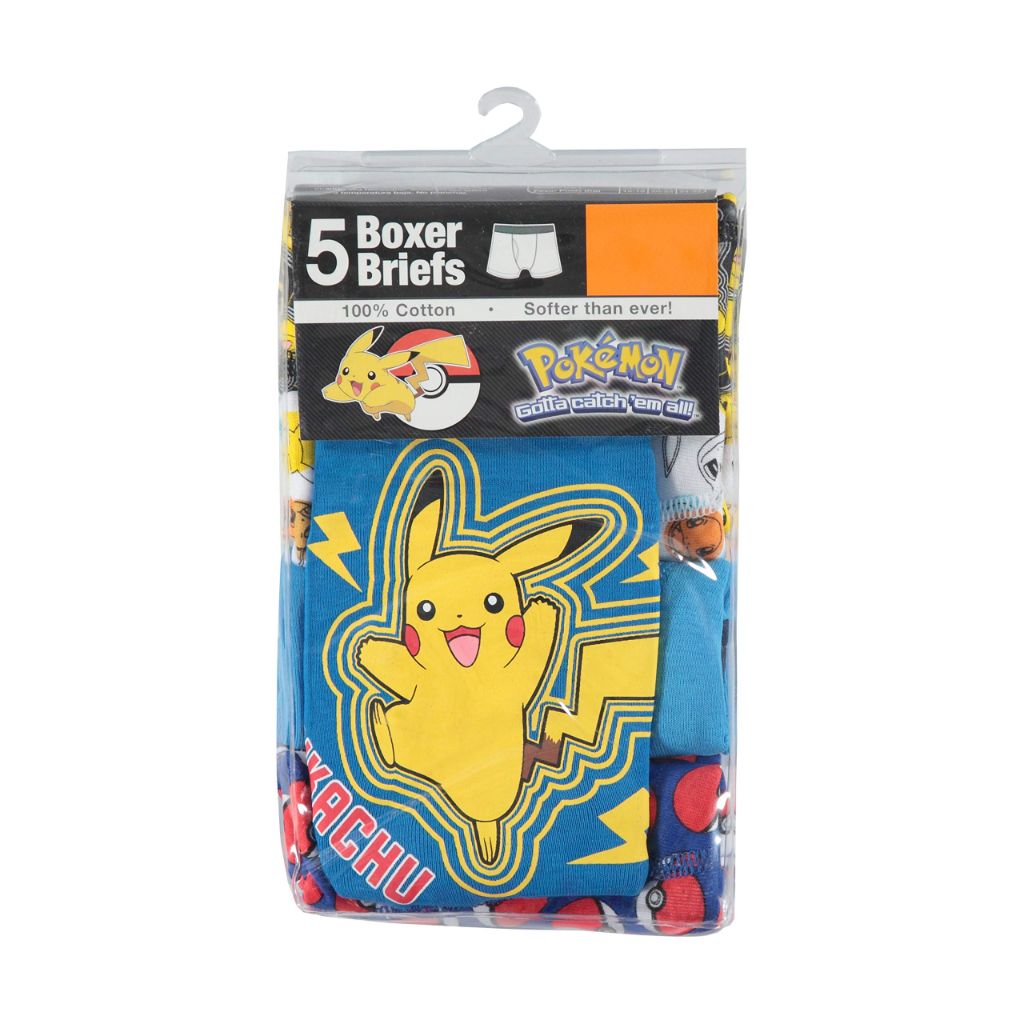 Boys Pokemon 100% Cotton Boxer Brief Underwear - Size 6 (5 Pair)
