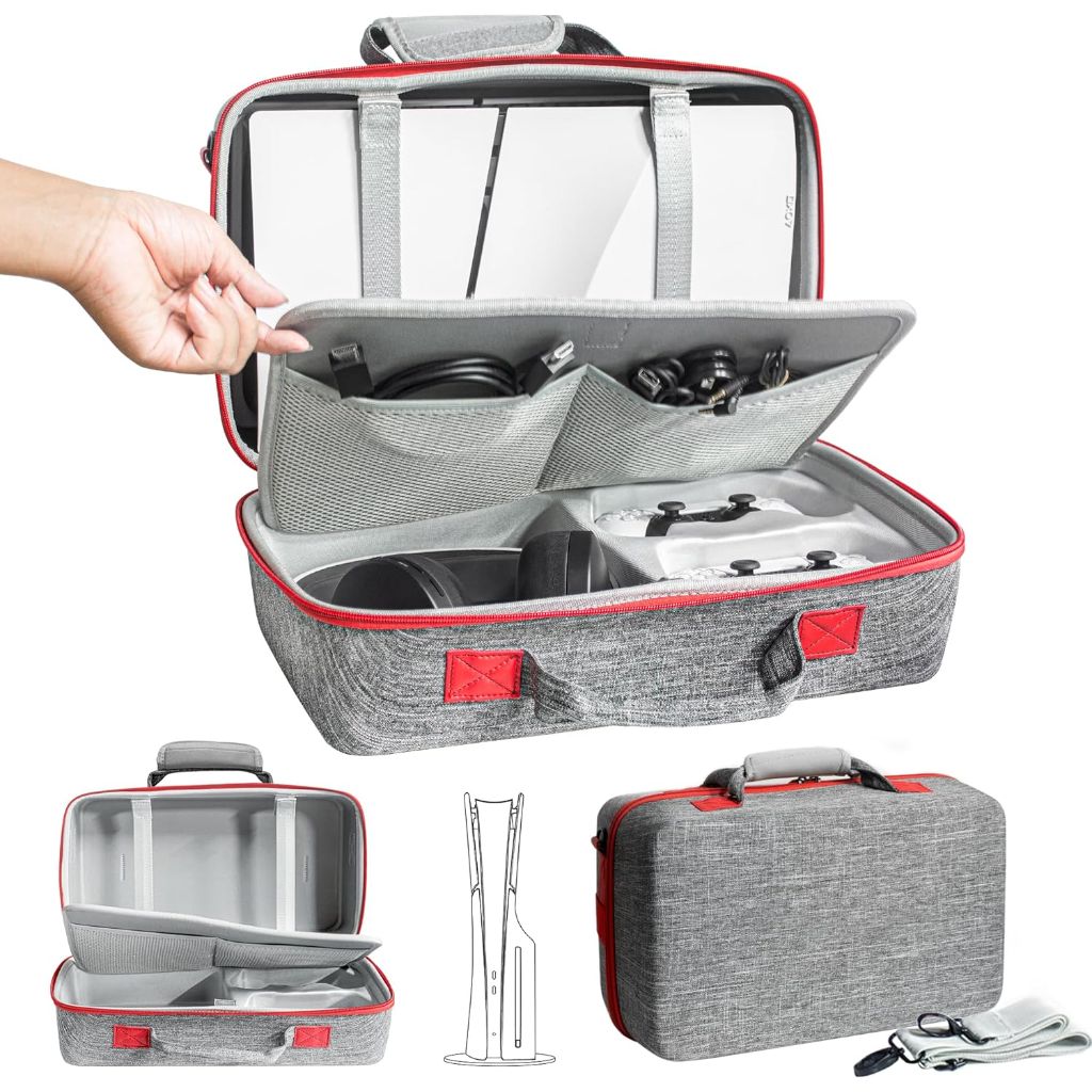 ASNOMY Hard Shell Carrying Case Compatible with PS5 Slim - Gray