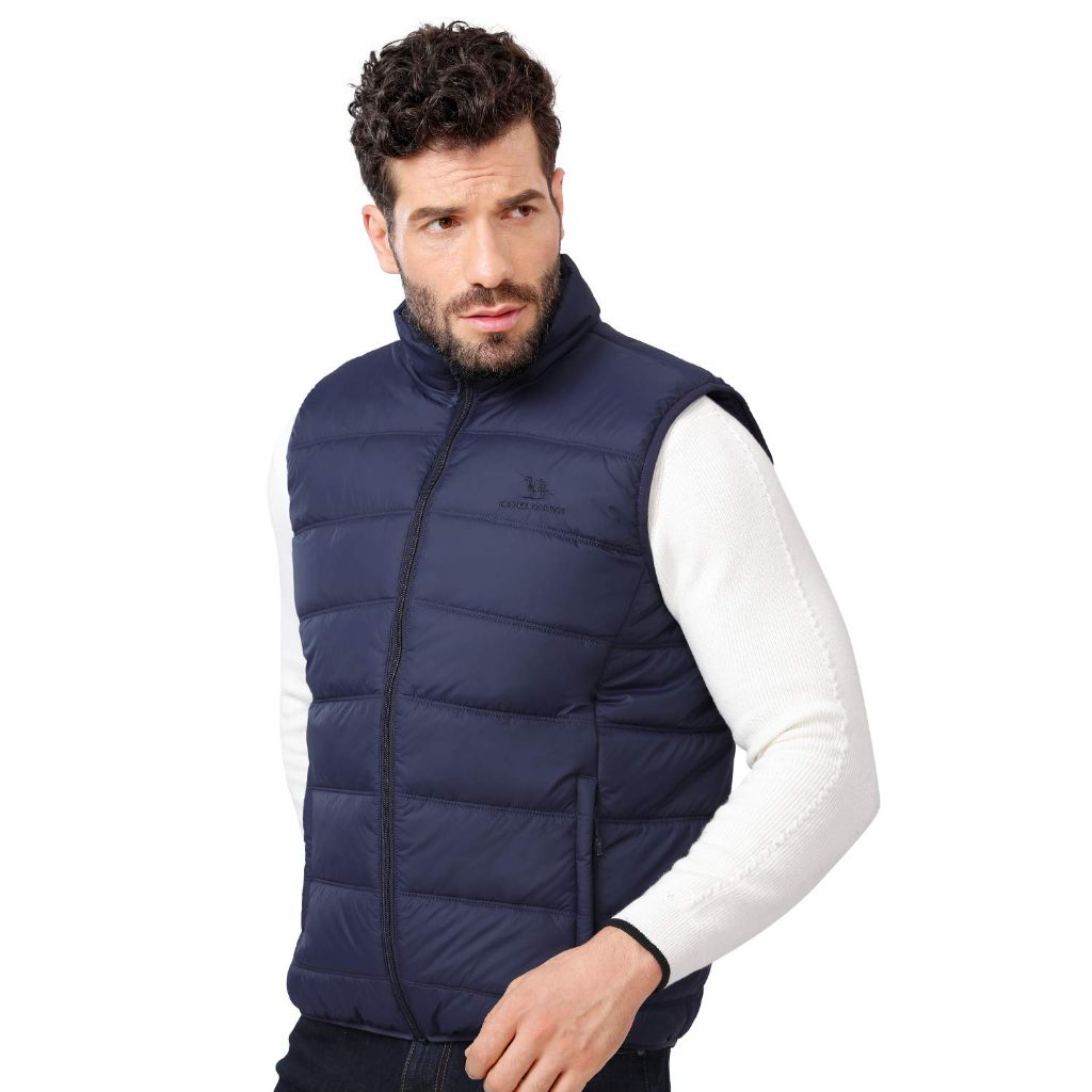 SZ S, CAMEL CROWN Puffer Vest Men Quilted Winter Padded Sleeveless Jackets | Blue