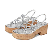 Kenneth Cole Reaction Essa Knots Women's Wedge Shoes Silver Metallic : 6 M, Leather