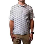Blue 84 NHL Men's Officially Licensed Short Sleeve Performance Polo Shirt - White with All Over Print