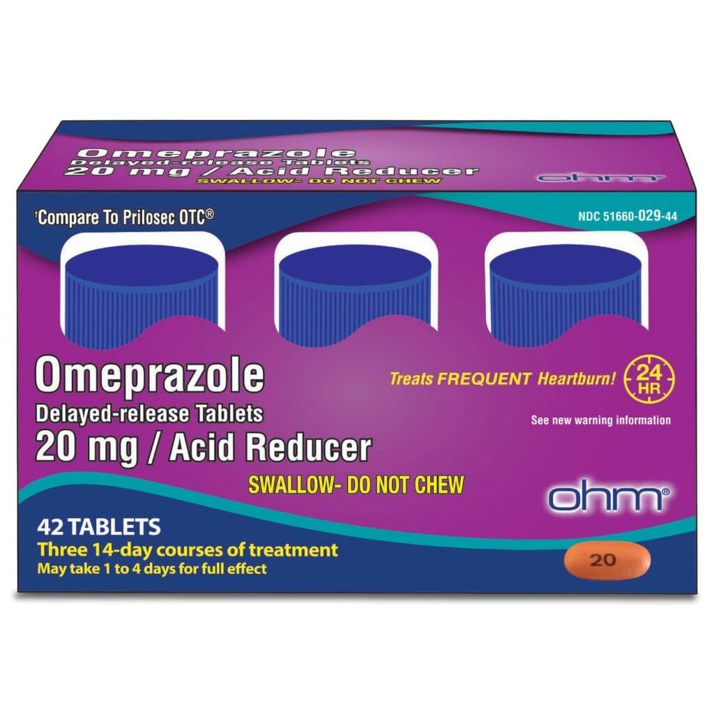 Ohm Omeprazole 20mg, 42 Delayed-Release Tablets, (6 Weeks of Supply)
