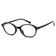 COASION Retro Oval Glasses for Women Men - Small Round Blue Light Blocking Glasses Vintage Nerd Eyeglasses (Glossy Black)