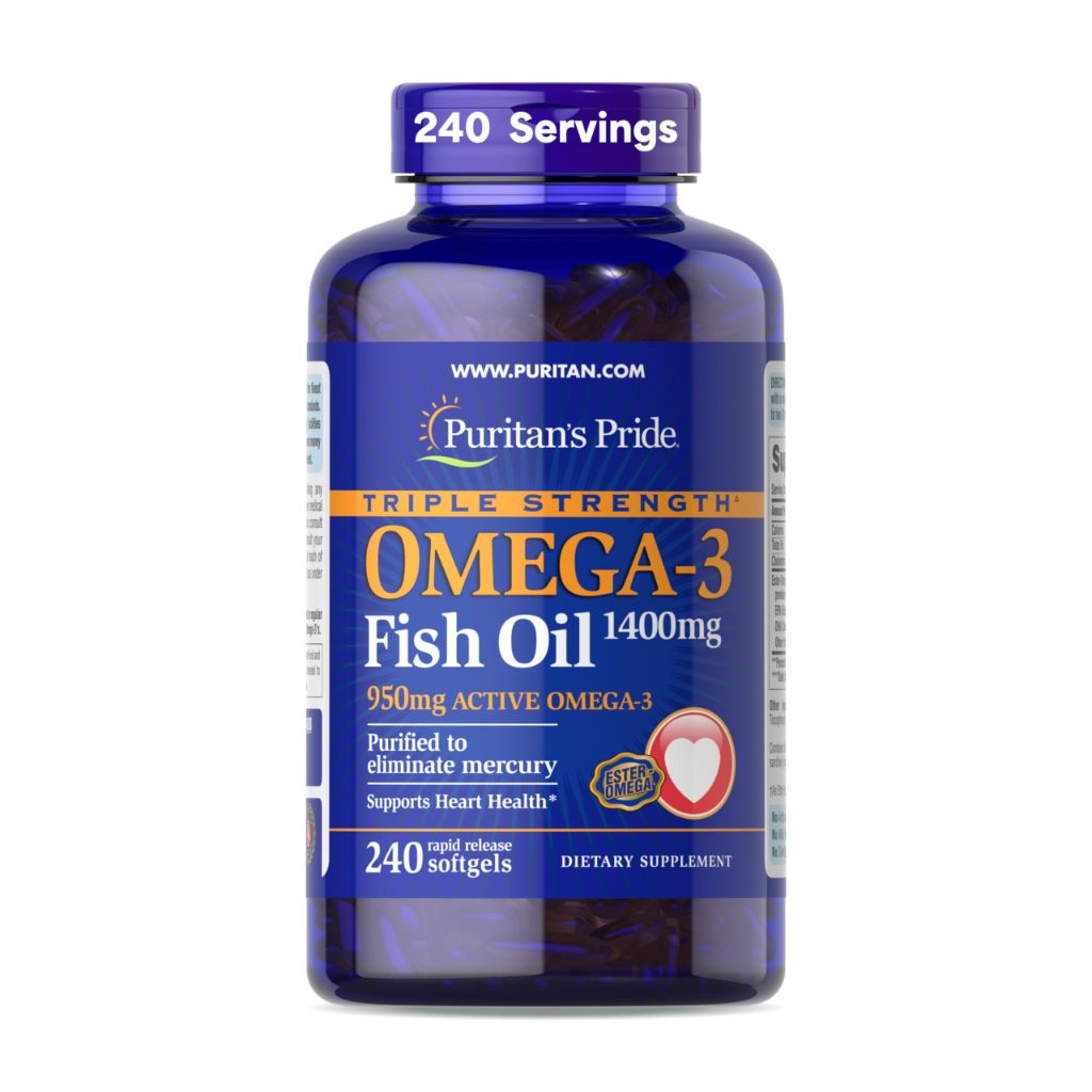 Puritan's Pride Triple Strength Omega-3 Fish Oil 1400mg - 240 Softgels