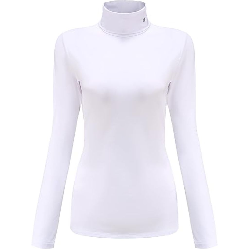 SSLR-2 Pack Thermal-Shirts for-Women-Turtleneck Long Sleeve Tops Fleece Lined Winter Slim Fitted Mock Neck Base Layer(XX-Large, Full White)