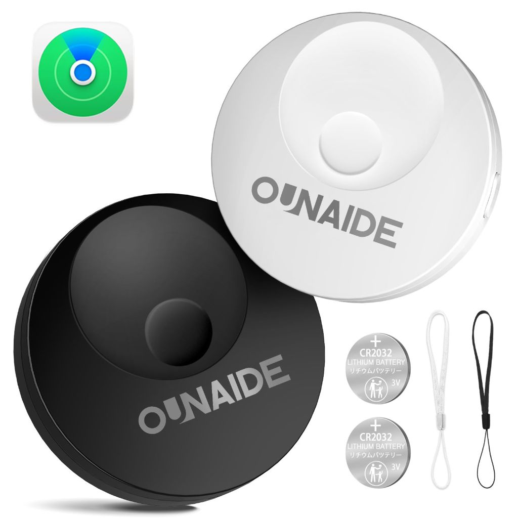 OUNAIDE Mini Smart Tag Tracker for Apple Find My (iOS Only) - 2 Pack (Black & White)