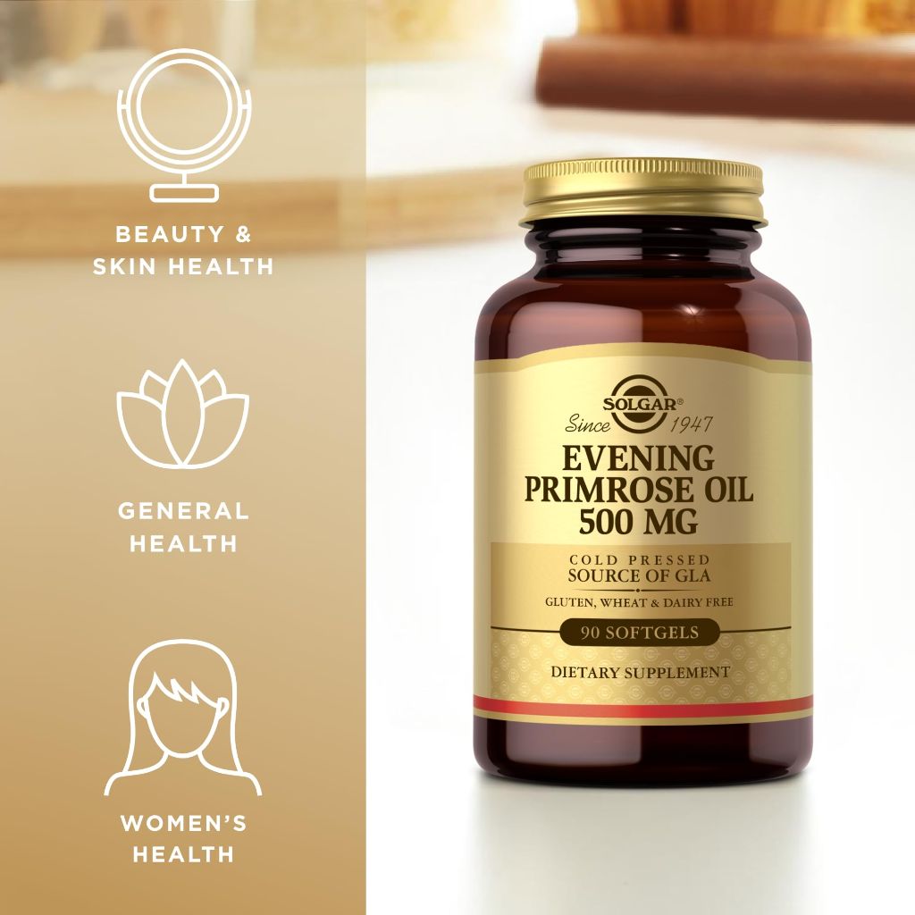 Solgar Evening Primrose Oil 500 mg - 180 Softgels, Pack of 1 - Cold Pressed Source of GLA - Gluten Free, Dairy Free