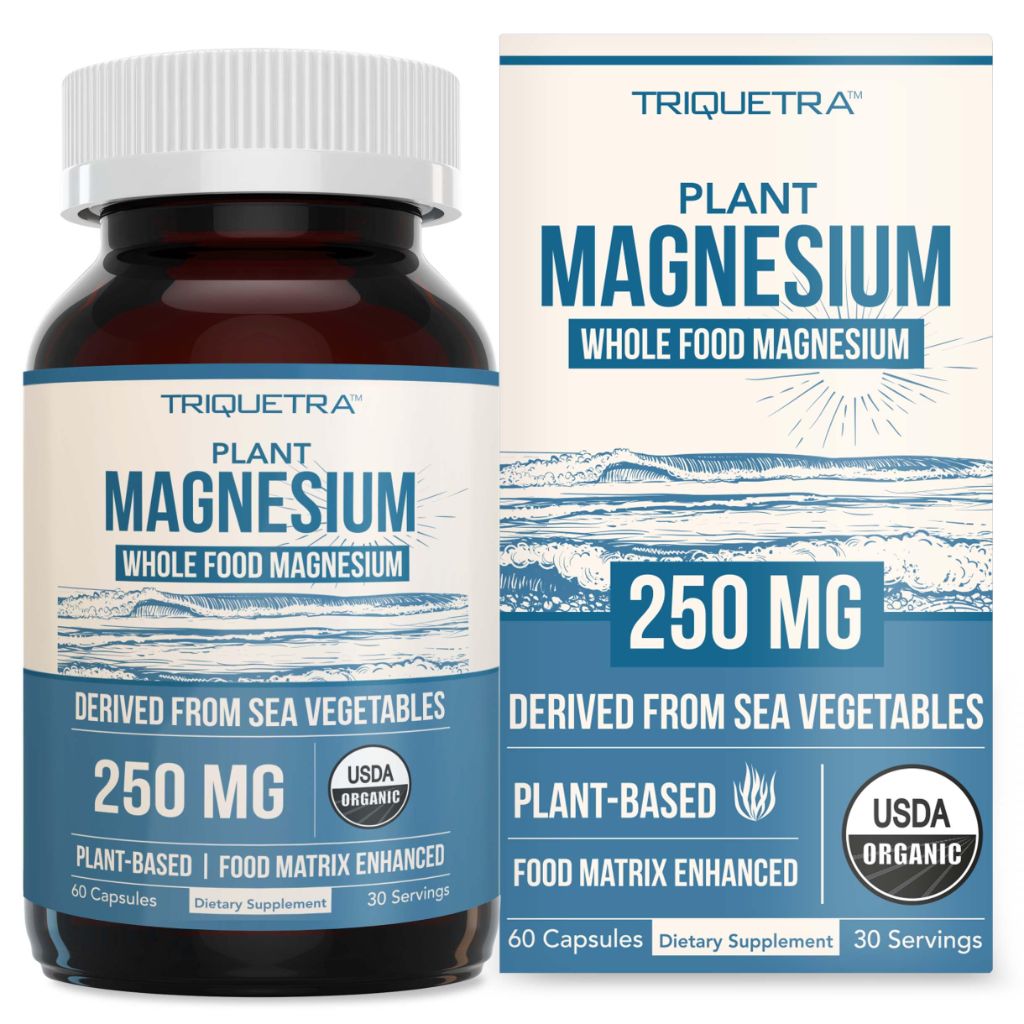 Organic Whole Food Magnesium Supplement - 250 mg Per Serving - 60 Capsules