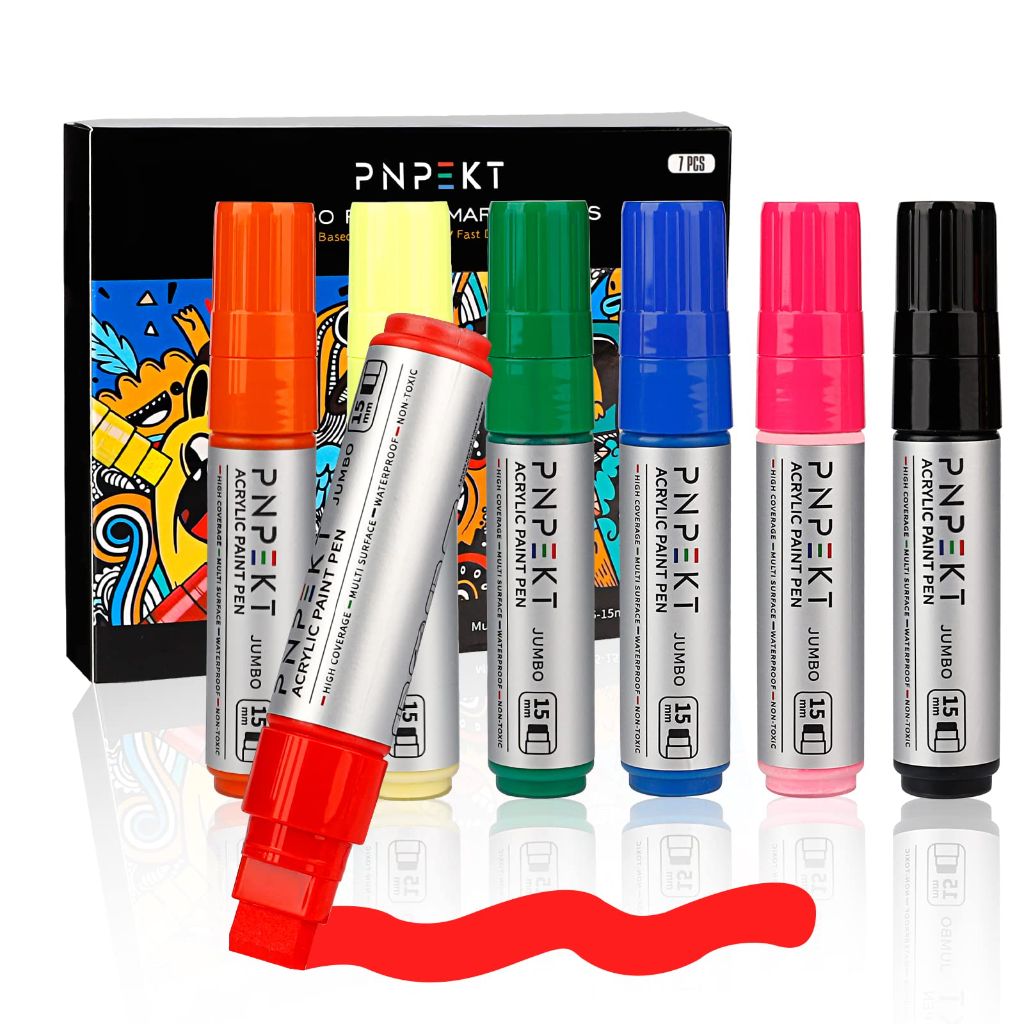 Jumbo Acrylic Painter Marker Pens - 15mm, 7 Colors