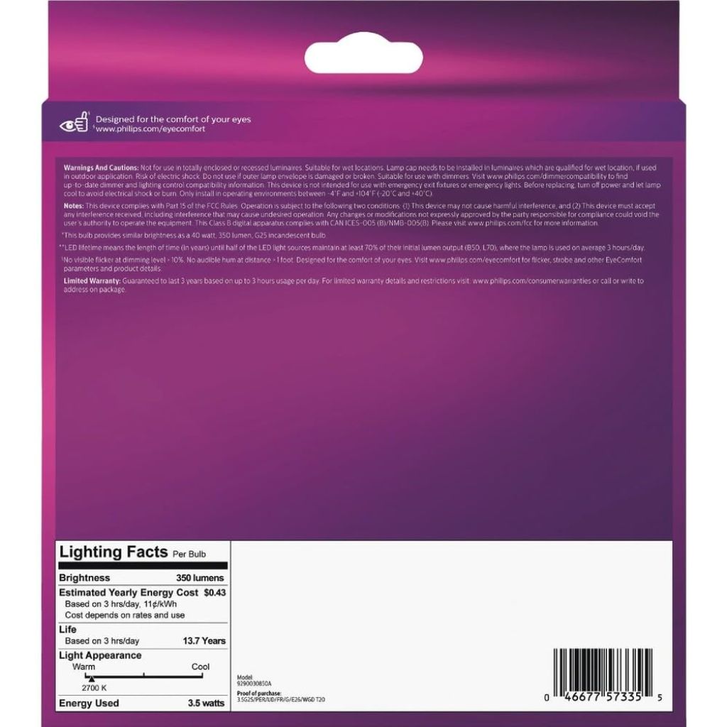 Philips 2pk 40w G25 Wg LED Bulb 573352