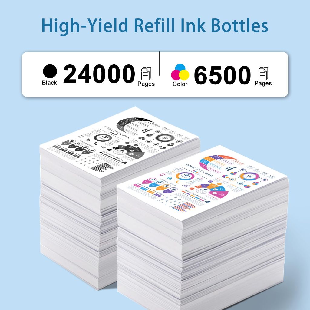 T502 Replacement Ink Refill Bottles for Epson 502 EcoTank (5 Bottles, 2BK,CMY)