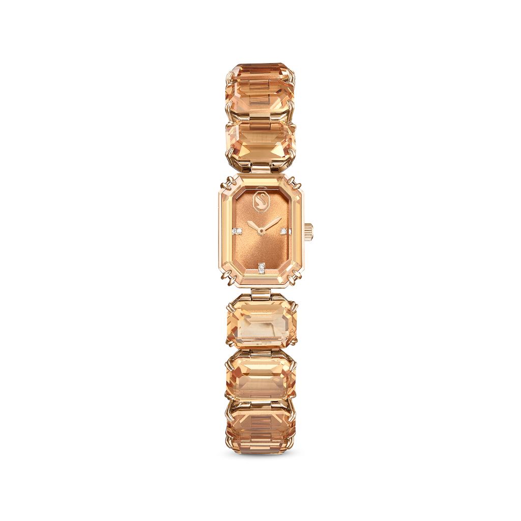 Swarovski Millenia Watch, Octagon Cut Crystal Bracelet Band, Brown, Champagne Gold-Tone Finish