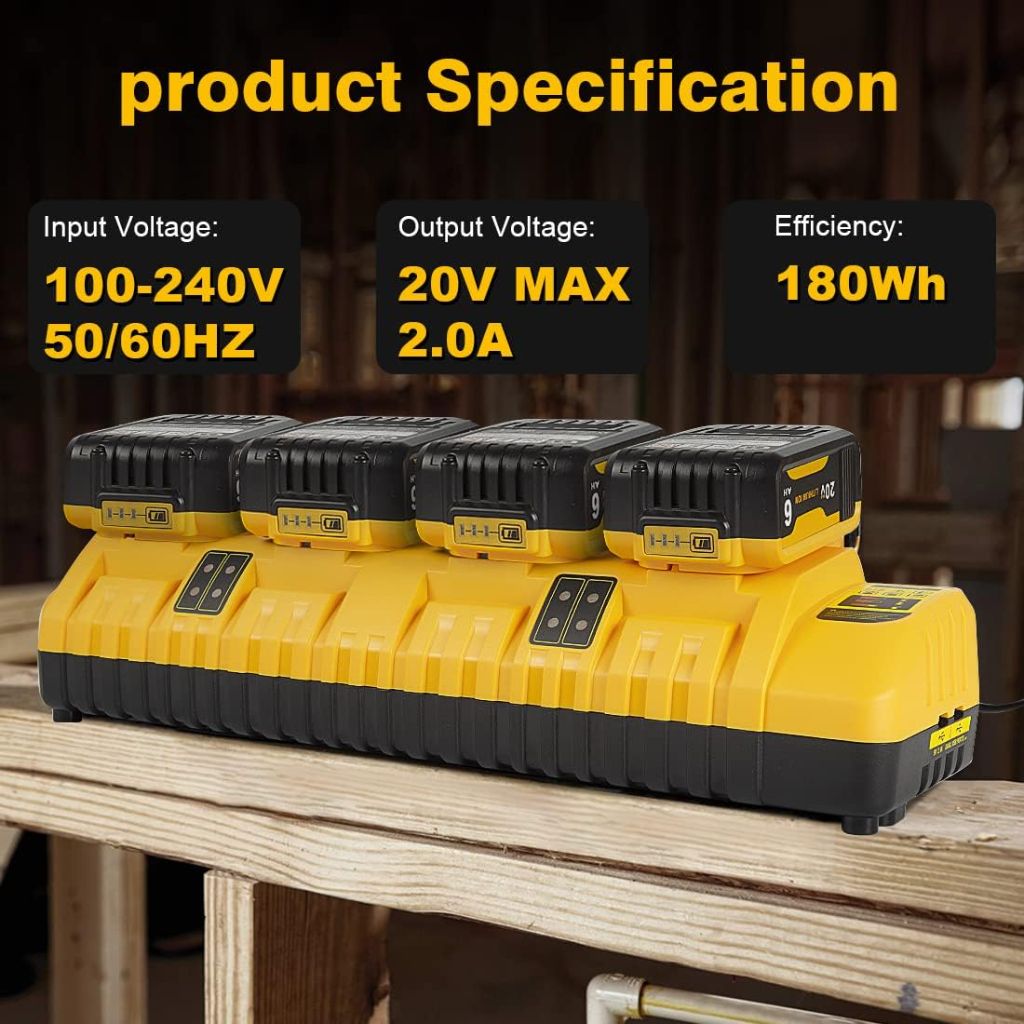 DCB104 Battery Charger + 3 Batteries Replaces Dewalt 20V Battery Charger Station