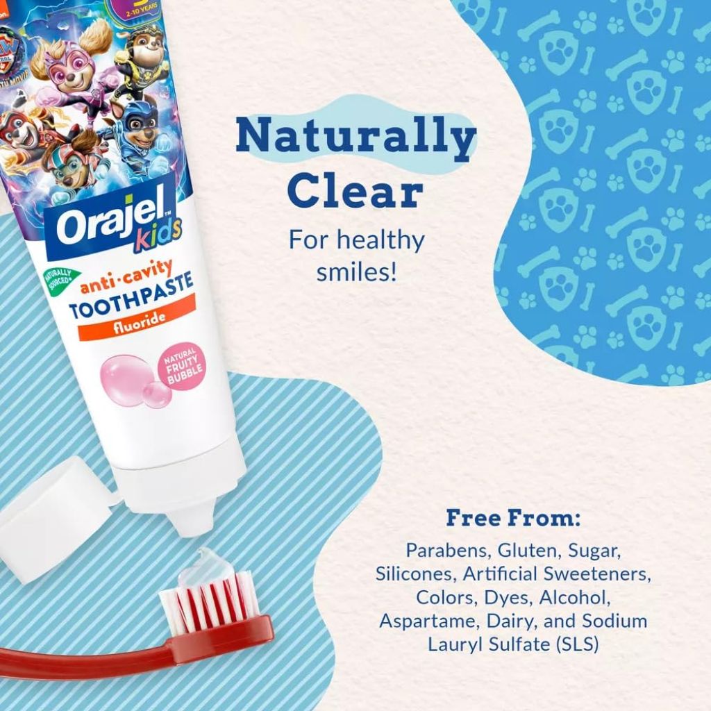 Orajel Kids Paw Patrol Anticavity Fluoride Toothpaste, Natural Fruity Bubble Flavor, 4.2oz