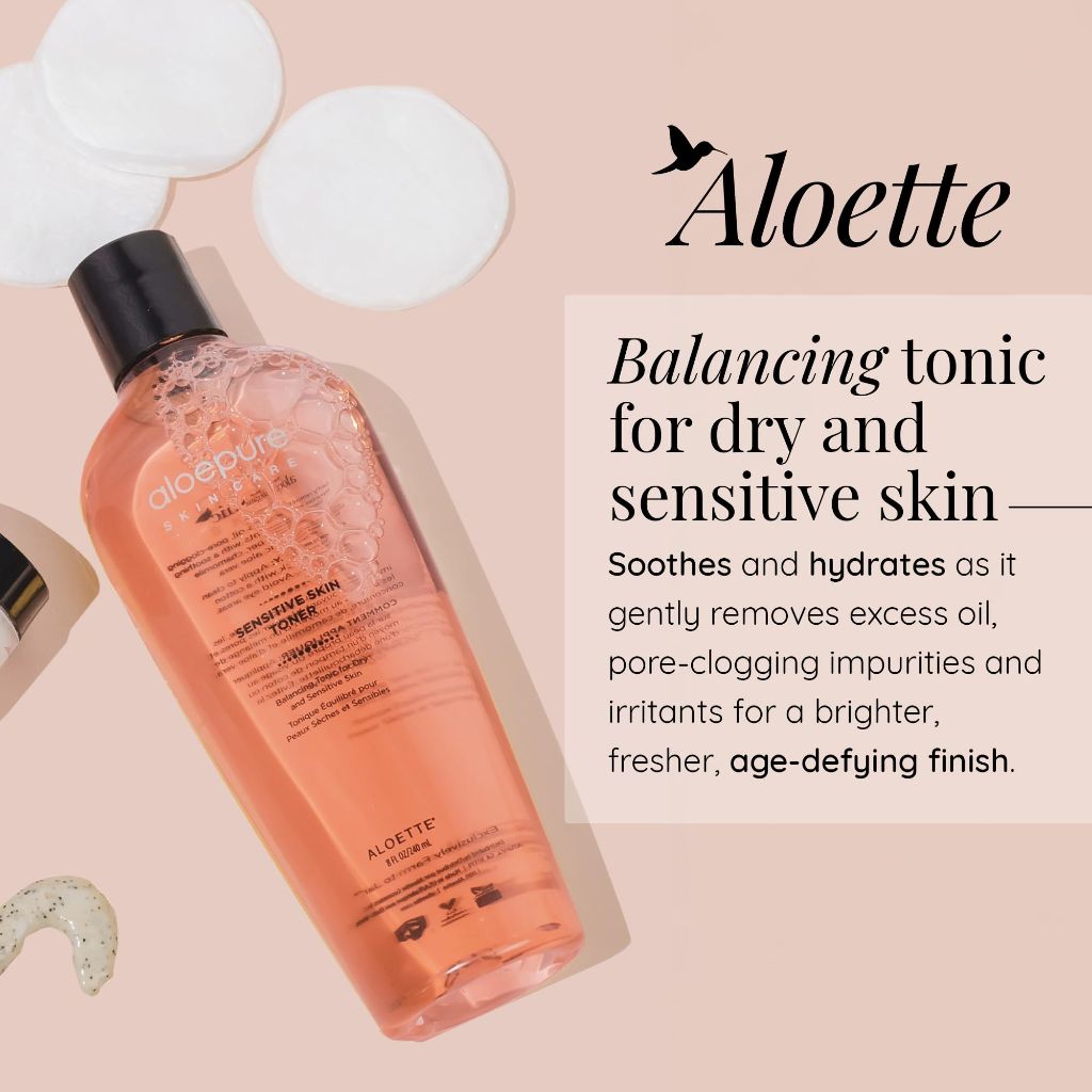 Aloette Sensitive Skin Toner for Face - Cucumber, Chamomile & Aloe Vera | 8fl oz