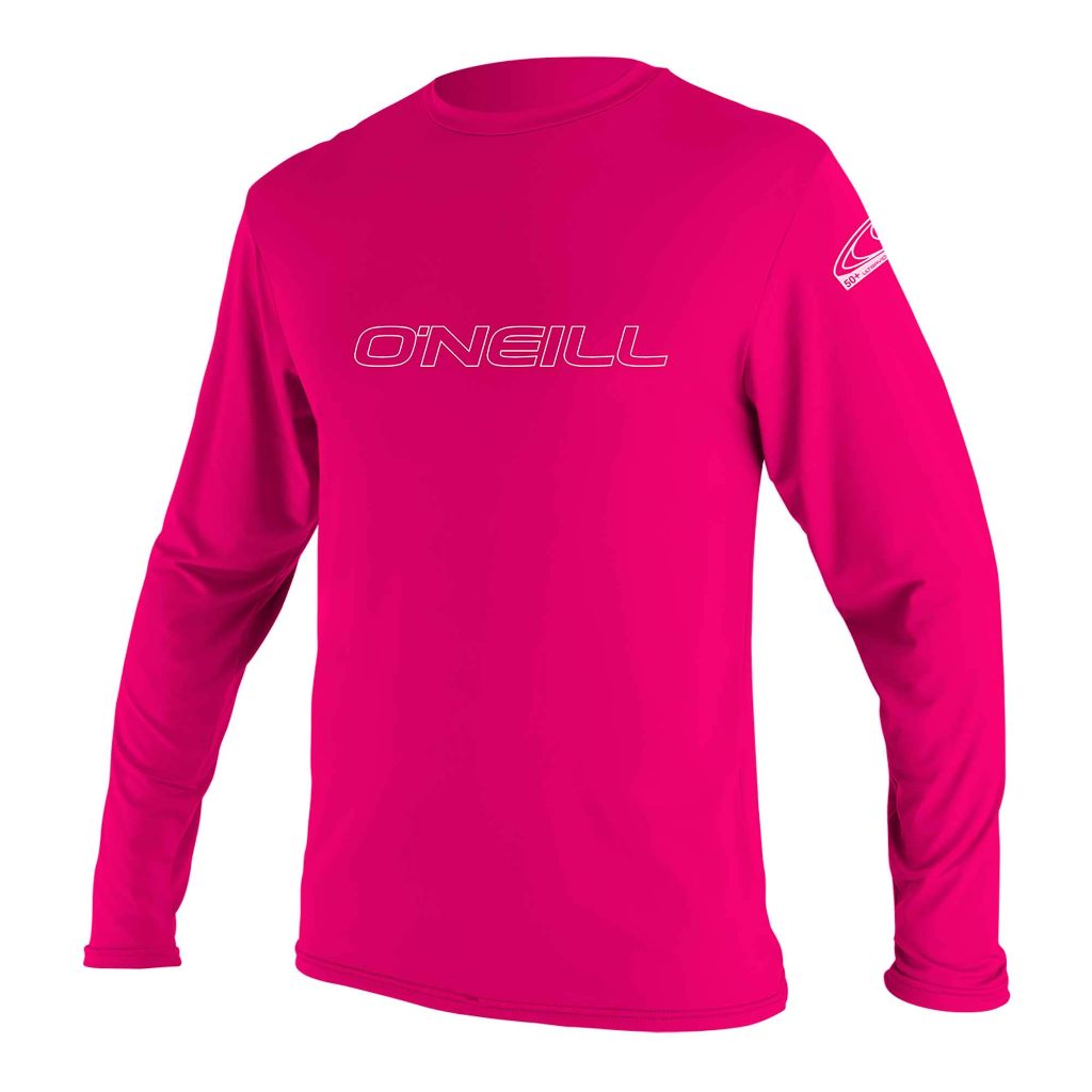 O'Neill Wetsuits Youth Basic Skins UPF 50+ Long Sleeve Sun Shirt, Watermelon,  Size 8