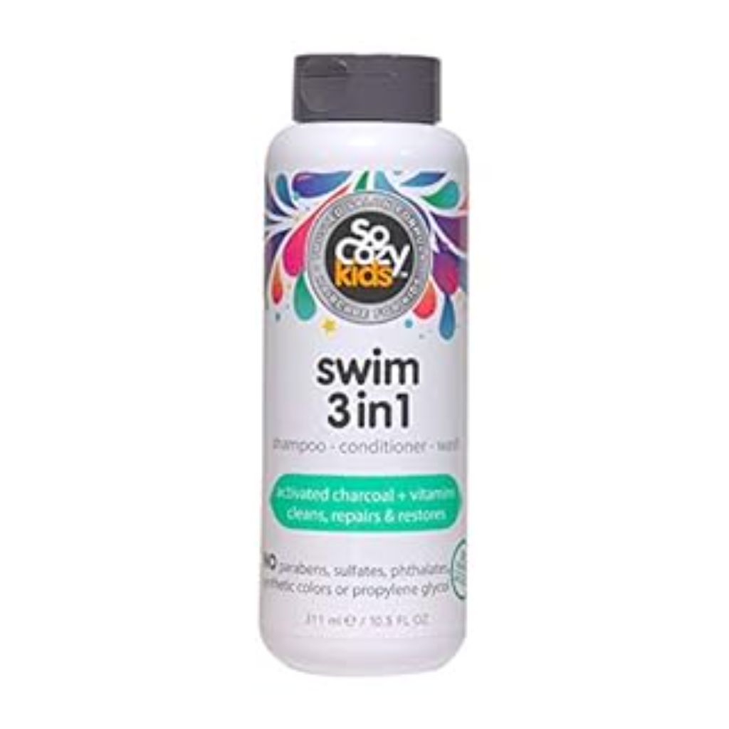 SoCozy Kid s Swim 3-in-1 Shampoo Conditioner Body Wash for All Hair Types  with Activated Charcoal  10.5 fl oz