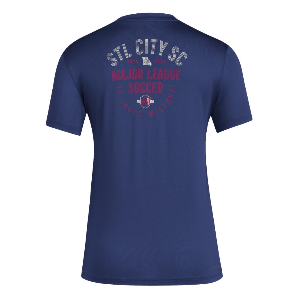 adidas Women's Local Stoic Short Sleeve Pre-Game T-Shirt - St. Louis City SC, Navy Blue (XXL)