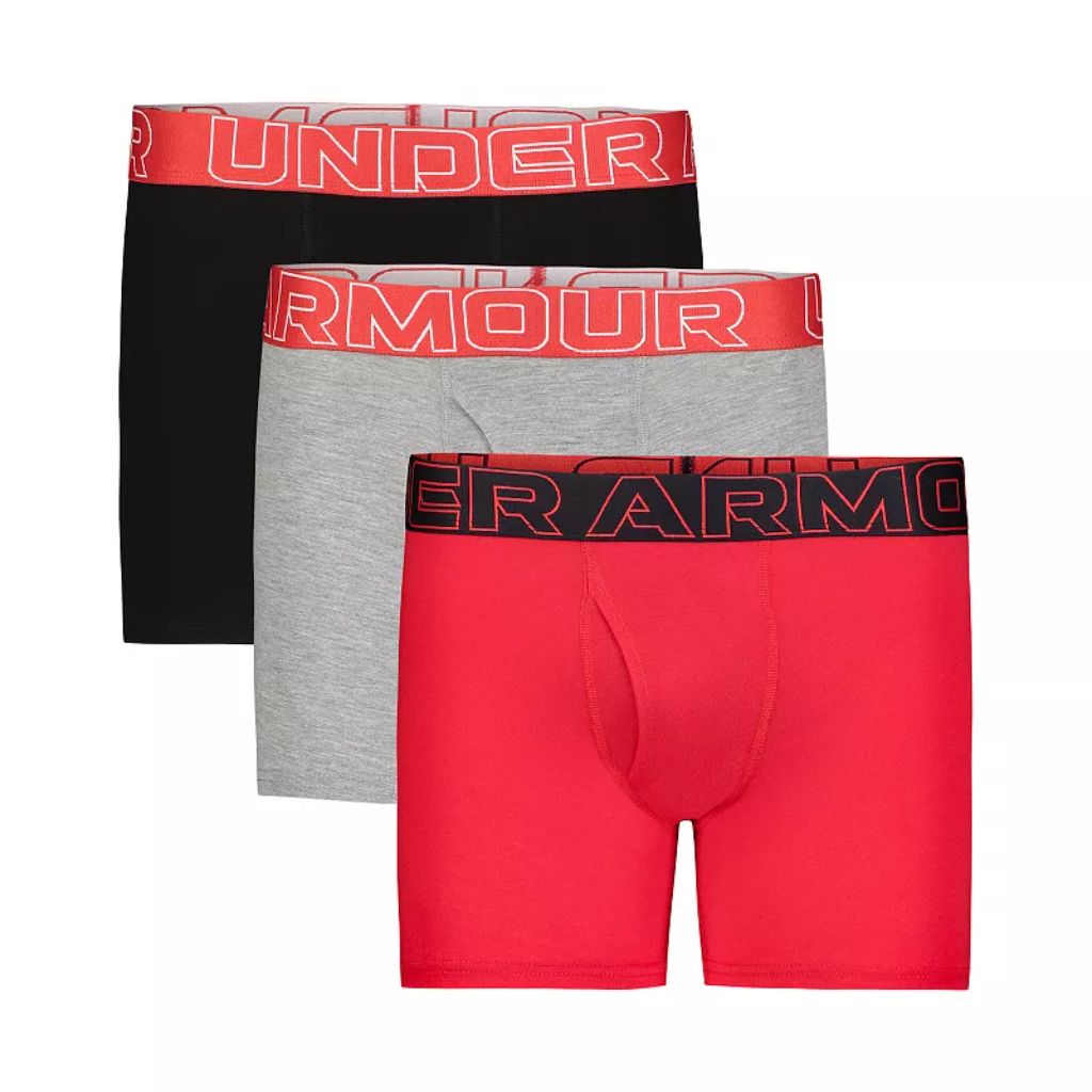 Boys 4-20 Under Armour UA 3-Pack Solid Performance Boxer Briefs, Boy's, Size: MD, Red