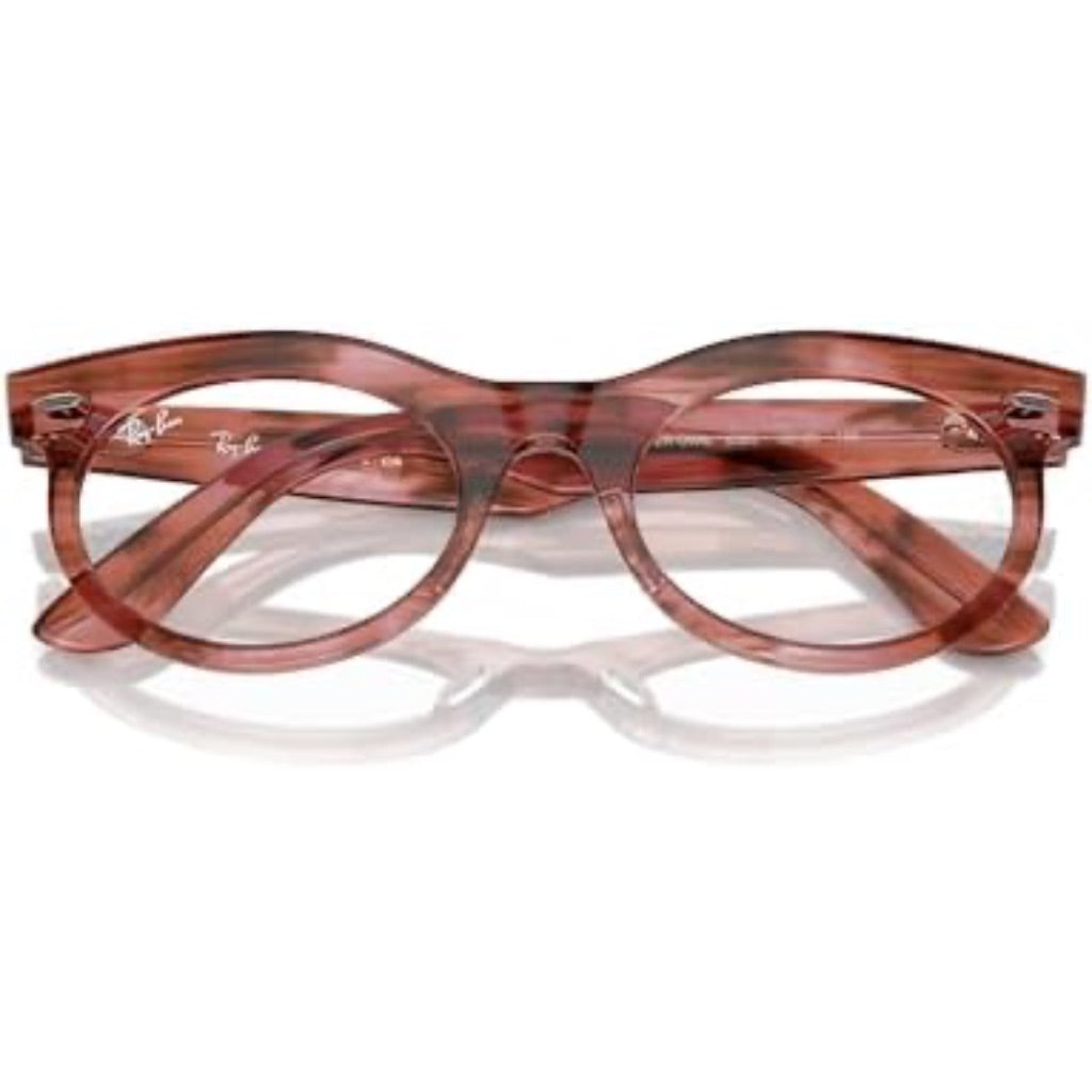 Ray-Ban Rx2242v Wayfarer Oval Prescription Eyewear Frames w/Demo Lens - Striped Transparent Pink, 53mm