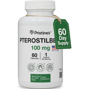 PRISTINE'S Pterostilbene 100mg Anti Aging Supplement Capsules - 60 Day Supply