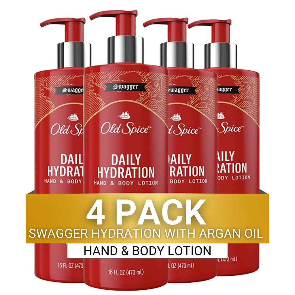 Old Spice Hand & Body Lotion for Men, Daily Hydration, 24/7 Hydration,  Argan Oil Scent, 16 fl (Pack of 4)