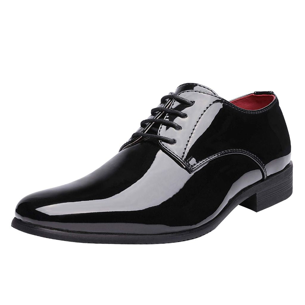 Bruno Marc Men's Faux Patent Leather Tuxedo Dress Shoes Classic Lace-up Formal Oxford,Size 13,Black