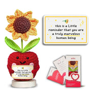 Gossby Handmade Positive Sunflower Apple Crochet Gift: "This is A Little Reminder"