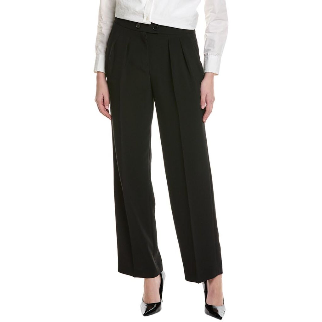 Kenneth Cole Sportswear Women's Fly Front Pleat Crisscross Faux Double-Breasted Waistband Pants - Black