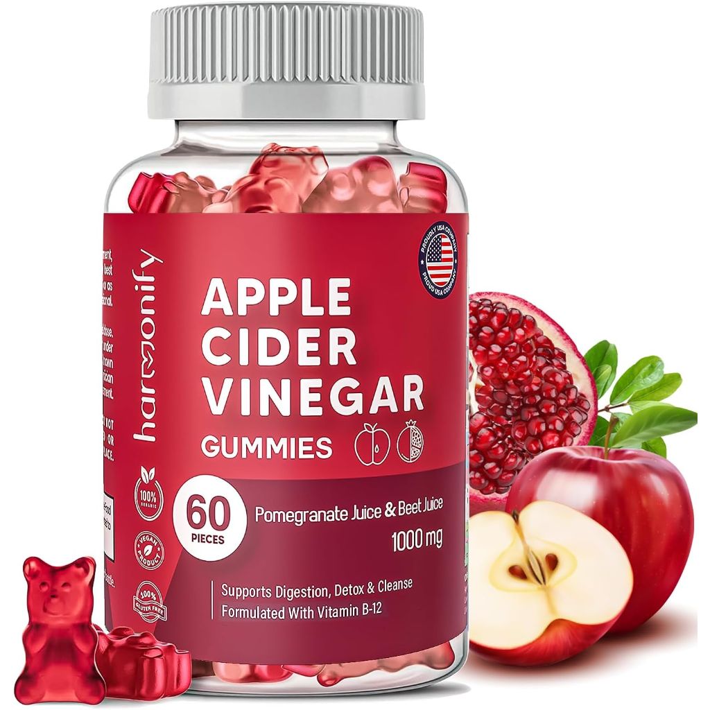 Apple Cider Vinegar Gummies with Pomegranate Beet Juice and Vitamin B12 - 60ct