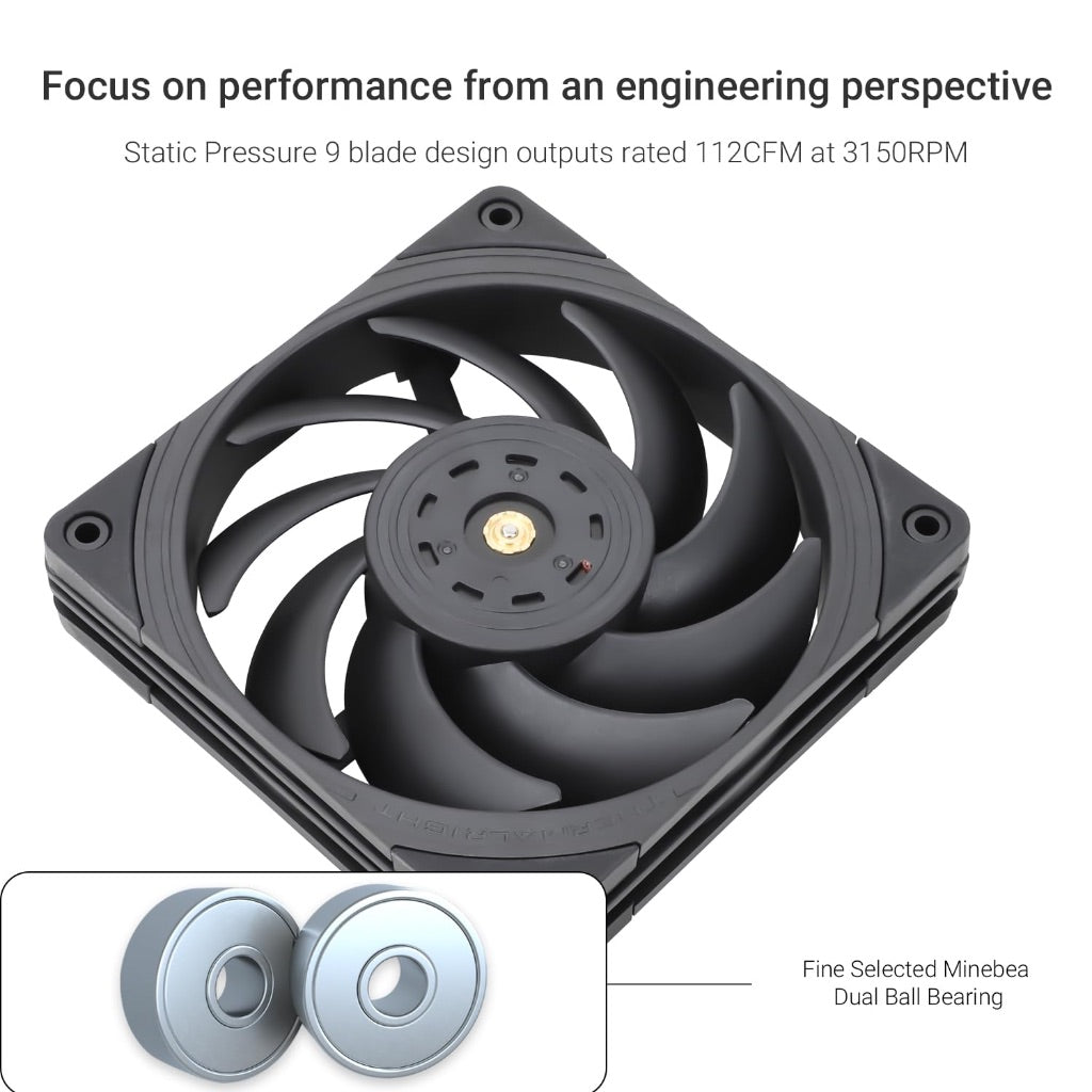 Thermalright TL-B12 Extrem CPU Fan Cooler,Industrial Grade Fans,with High Speed 3150RPM,120mm Cooling PWM Fan,Three-time Dynamic Balance Correction,Computer Case Cooling Fan