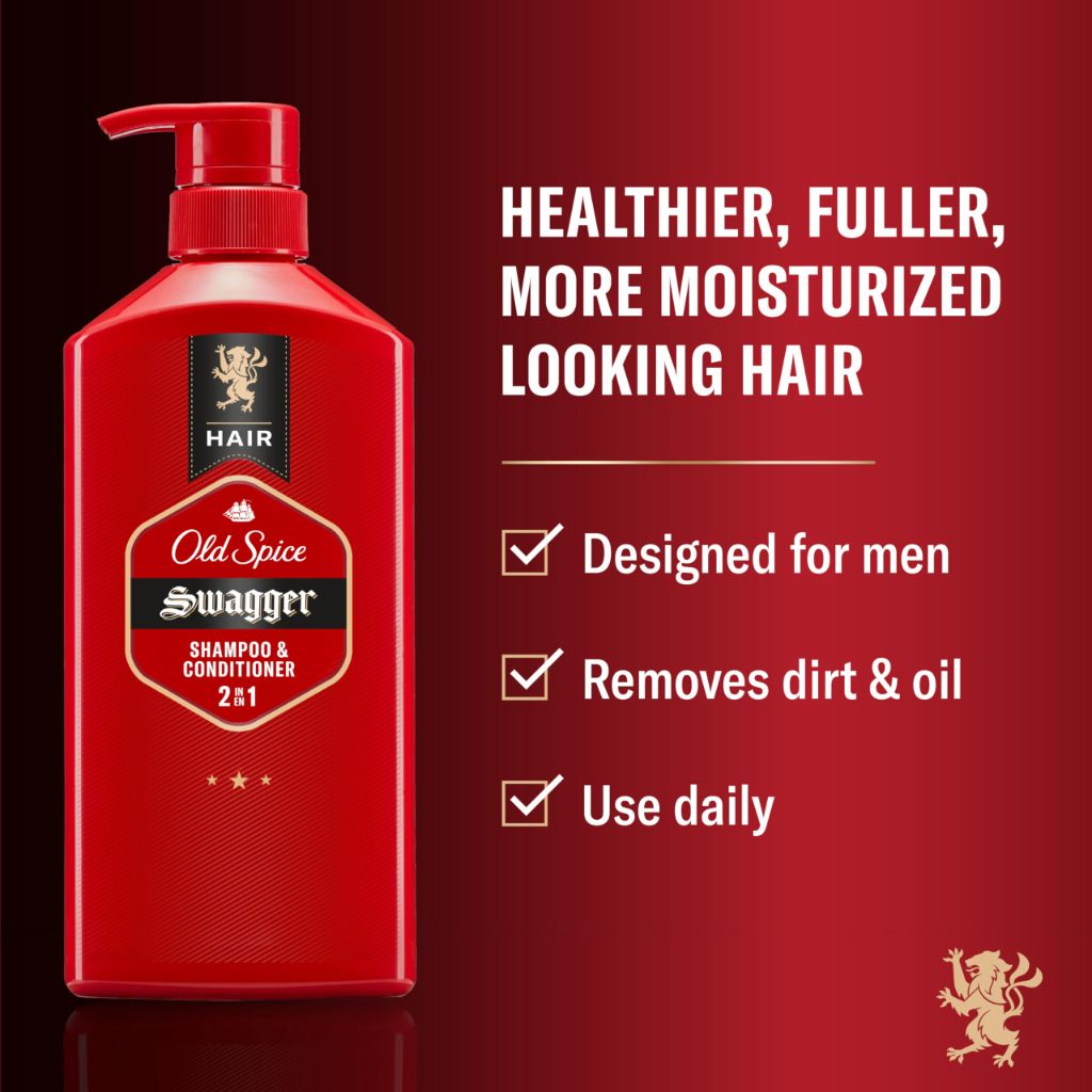 Old Spice Men's 2-in-1 Shampoo and Conditioner, Swagger, Cedarwood Lime Scent, 21.9 Fl Oz