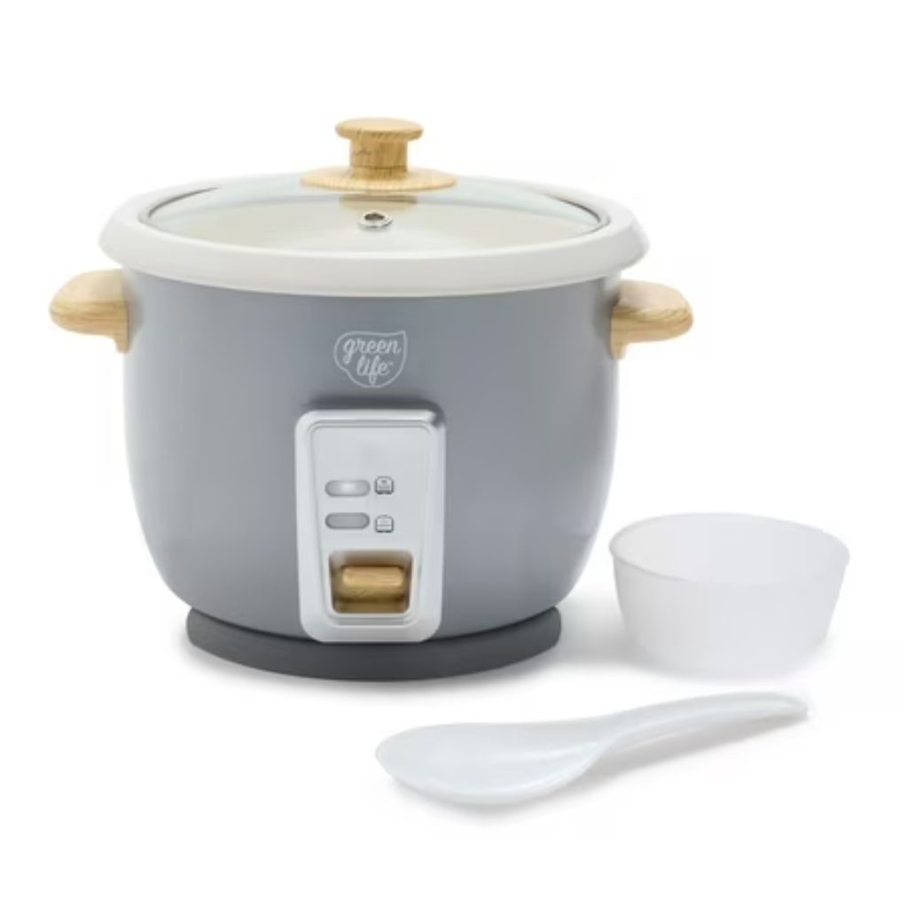 GreenLife Rice and Shine Non-Stick Electric Rice Cooker - Quartz Gray, 3 Cups