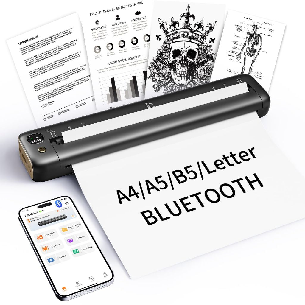 Rongta Portable Printer Bluetooth Inkless Thermal  for 8.5" x 11" US Letter & A4 Size (Gray)
