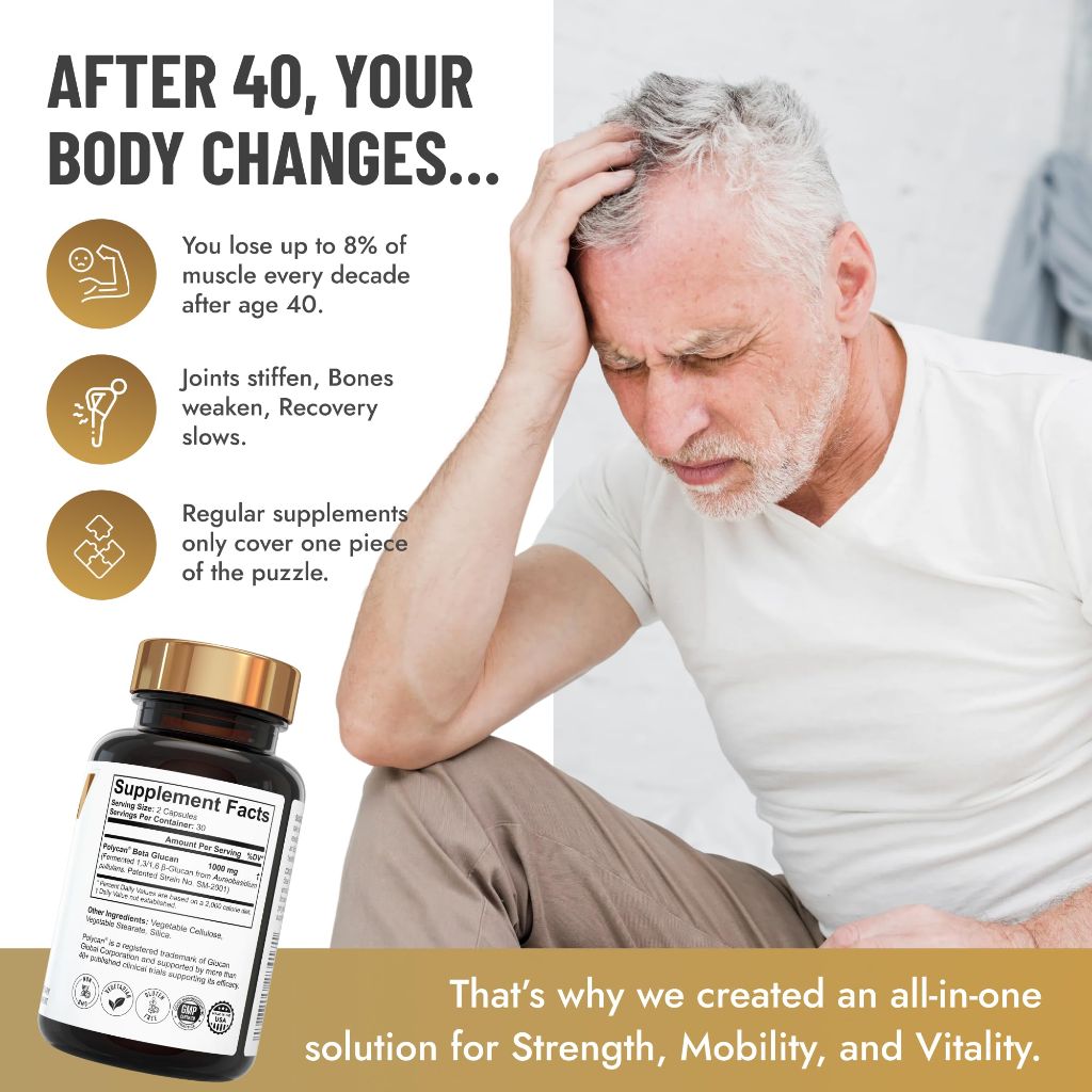 40+ MUSCLE BONE JOINT ADVANCED SUPPORT Helps Preserve Muscle After 40 - 60 Caps