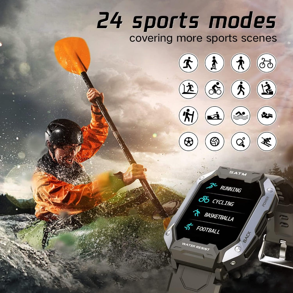 Smart Watch Activity Tracker with 1.71" Touch Screen, Heart Rate, Blood Oxygen Monitoring, IP68, Compatible w/iOS, Android - Black