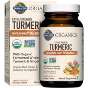 Garden of Life Organics Extra Strength Turmeric Inflammatory Response 60 Tablets-100mg Curcumin (95% Curcuminoids) Black Pepper, Probiotics, Organic Non-GMO Vegan Gluten Free Herbal Supplement