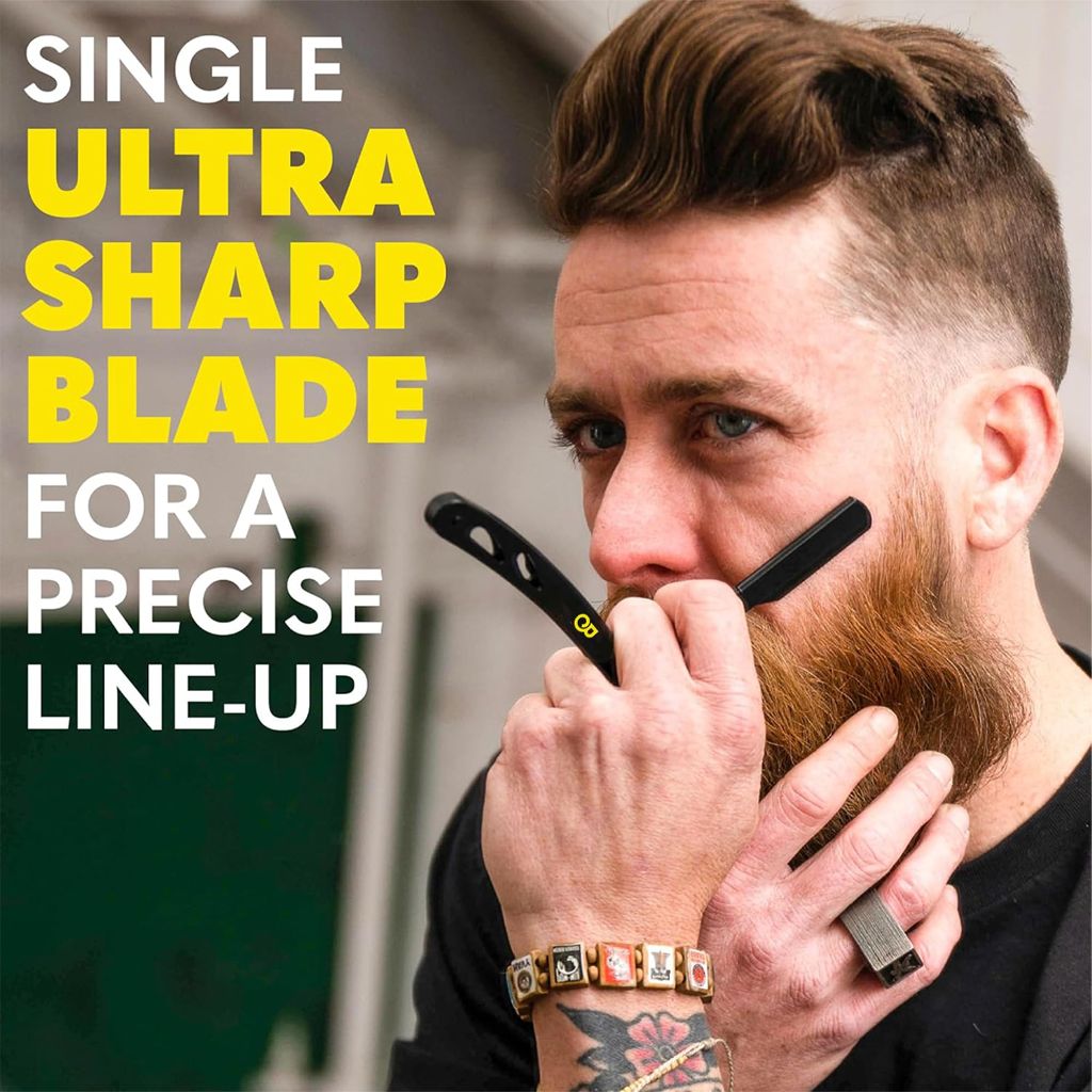 The Beard Club Straight Razor for Men  - 10 Stainless Steel Blades & Leather Case