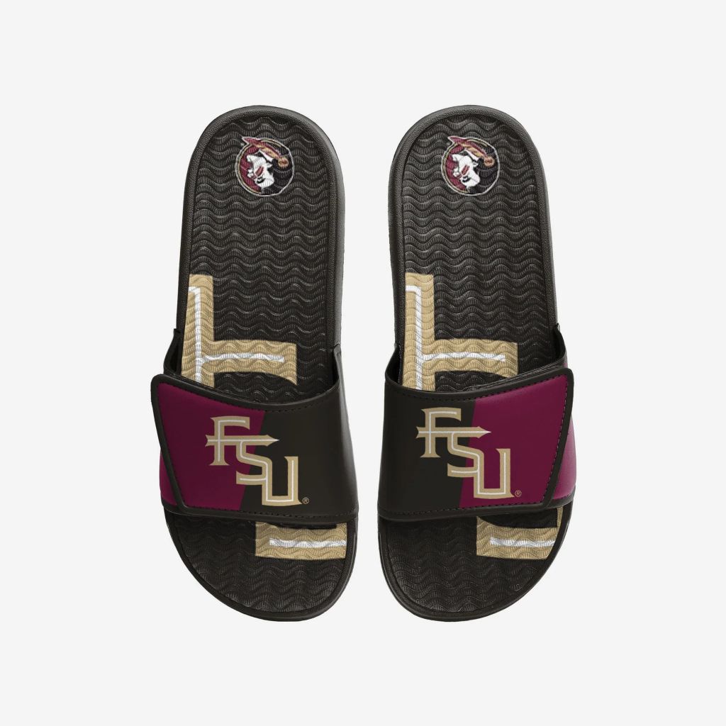 SZ L, FOCO Florida State Seminoles NCAA Men's Color block Big Logo Gel Slide