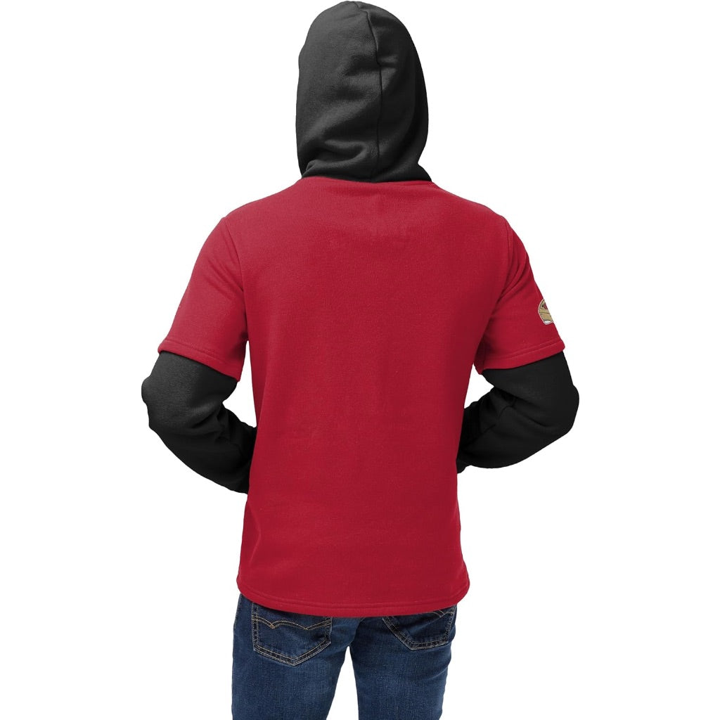 FOCO Men's Standard Drop Tail Short Sleeve Hoodie, San Francisco 49ers, 3XL