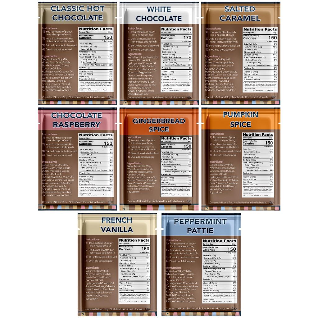 Double Donut Coffee Flavored Hot Chocolate Packets Variety Pack,18 Count