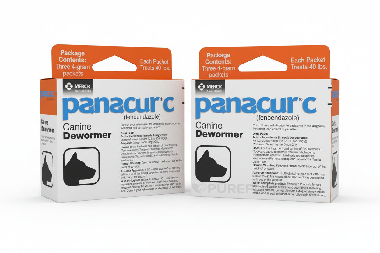Panacur C Canine Dewormer (Fenbendazole) Six 4-Gram Packets (40 Pounds)