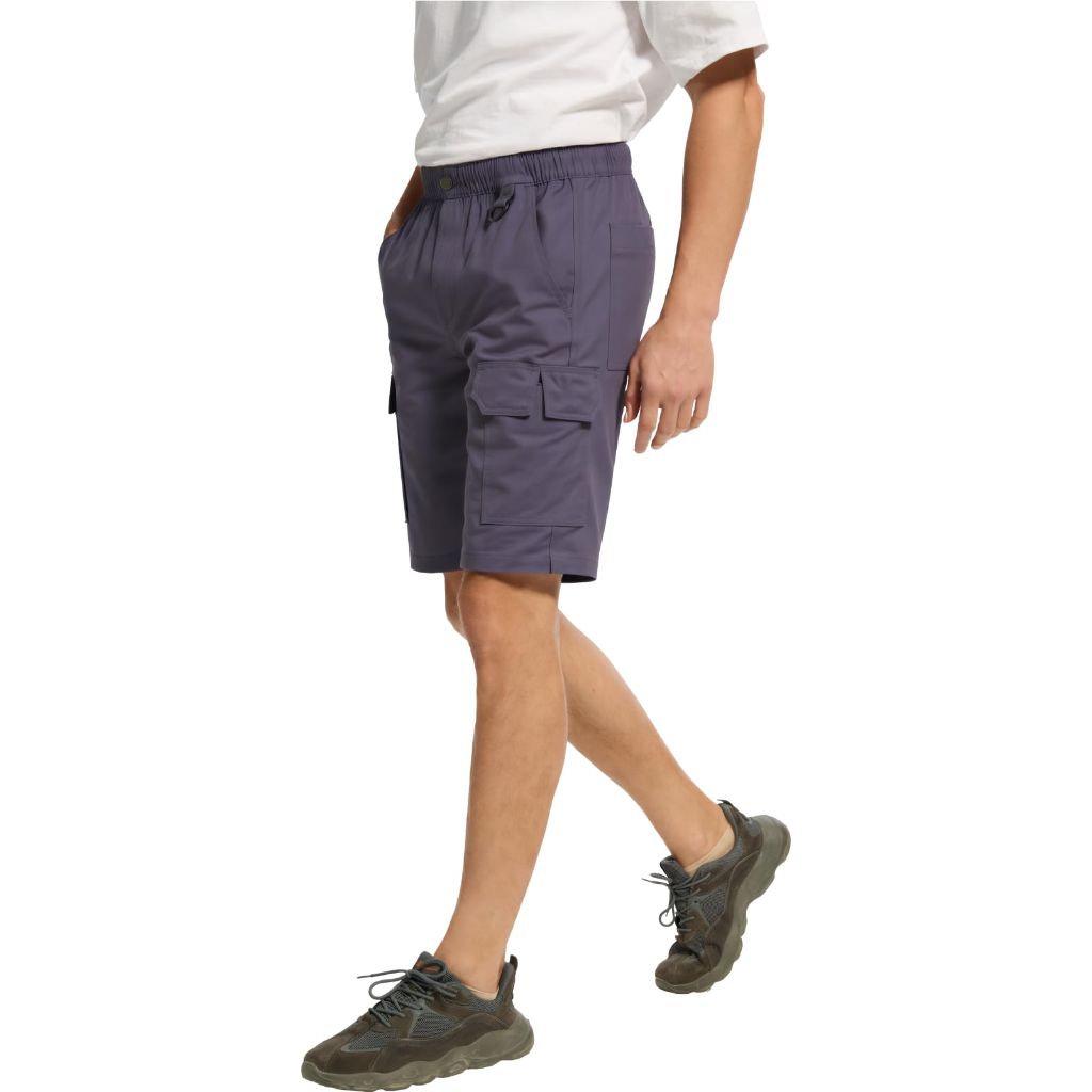 WORK IDEA Men's Cargo Shorts Cotton Drawstring Stretch Short Relaxed Fit, Grey, M