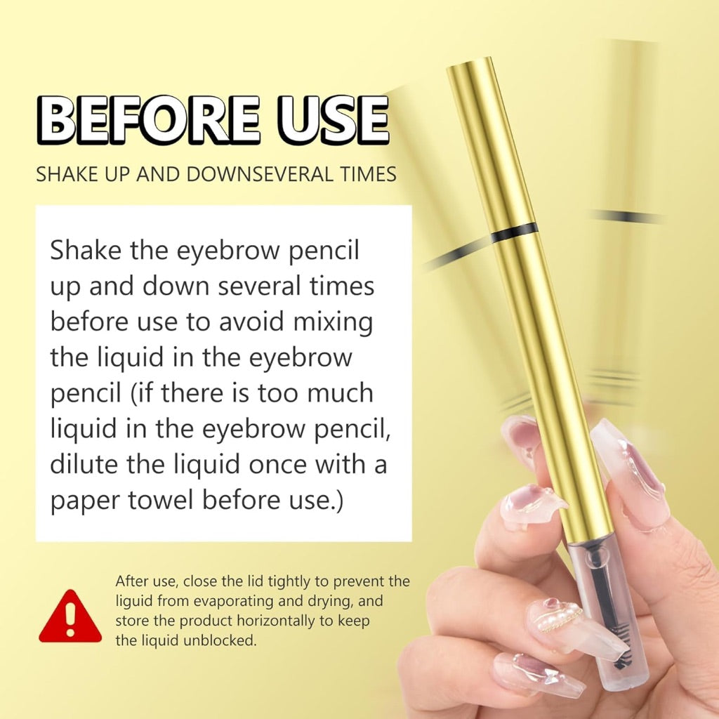 Microblading Eyebrow Pen - 2-in-1 Dual-Ended Waterproof Eye Brow Pen with 4-Fork-Tip and Precise Brush Create Natural Looking Defined Eyebrows Last All Day - 2PK