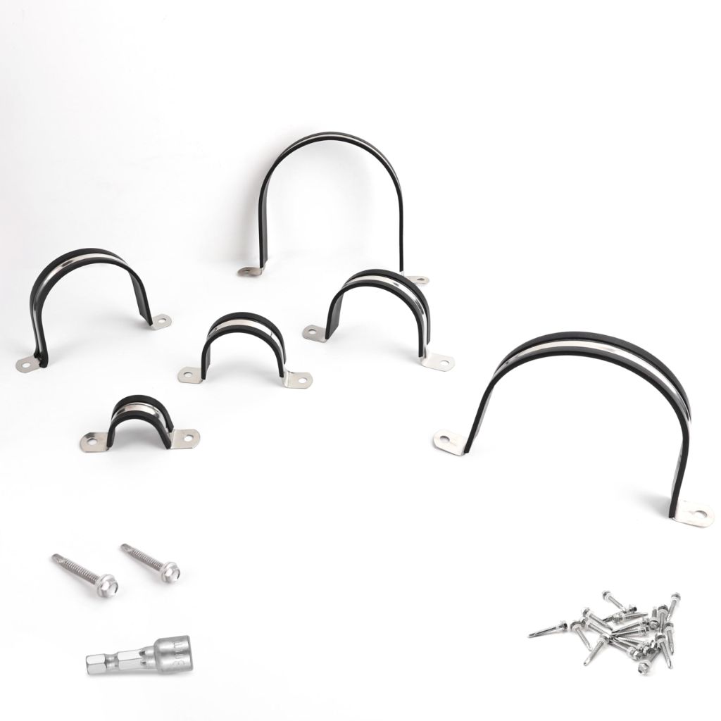 Soimuk Pipe Clamp Set - 304 Stainless Steel & Rubber Cushioned Heavy Duty Conduit Clip (3 Inch / 89mm, 6-Pack)