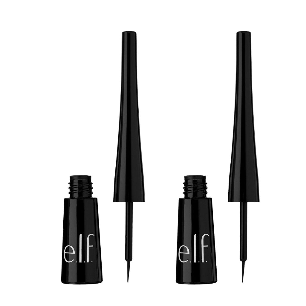 E.l.f. Expert Liquid Liner, High-Pigmented, Extra-Fine Liquid Eyeliner ,Jet Black, 0.14 oz, 2 count(Pack of 1)