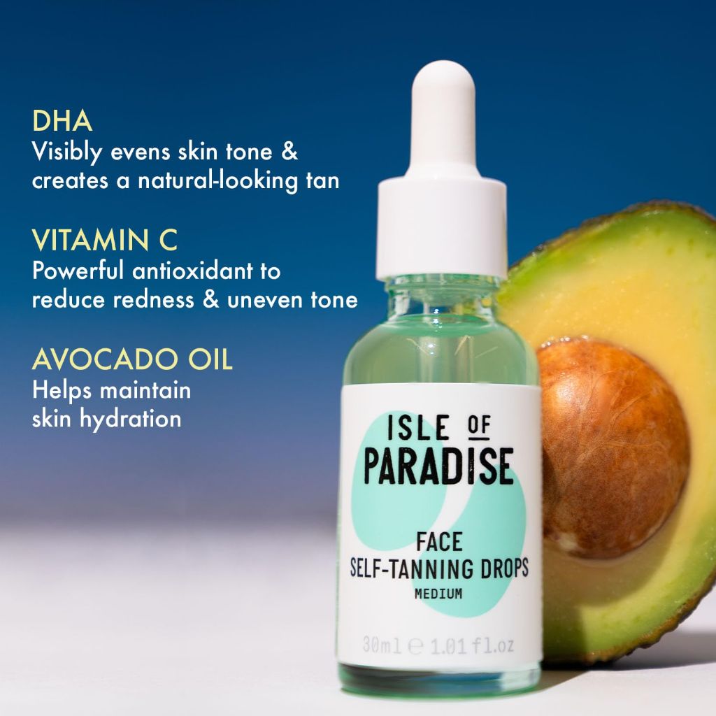 Isle of Paradise Self-Tanning Face & Body Drops- Medium, Self Tanner Drops 1.01 fl. oz