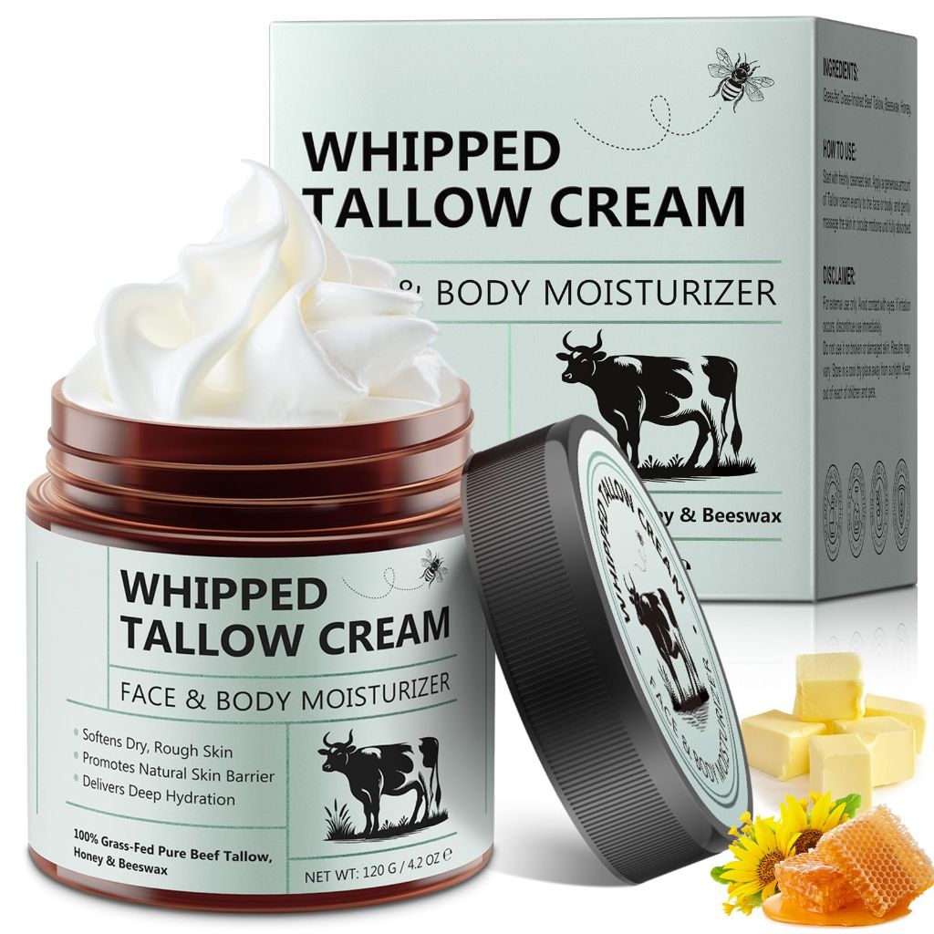 Yecuce Whipped Beef Tallow and Honey Balm, All-Natural Moisturizer - 4.2oz