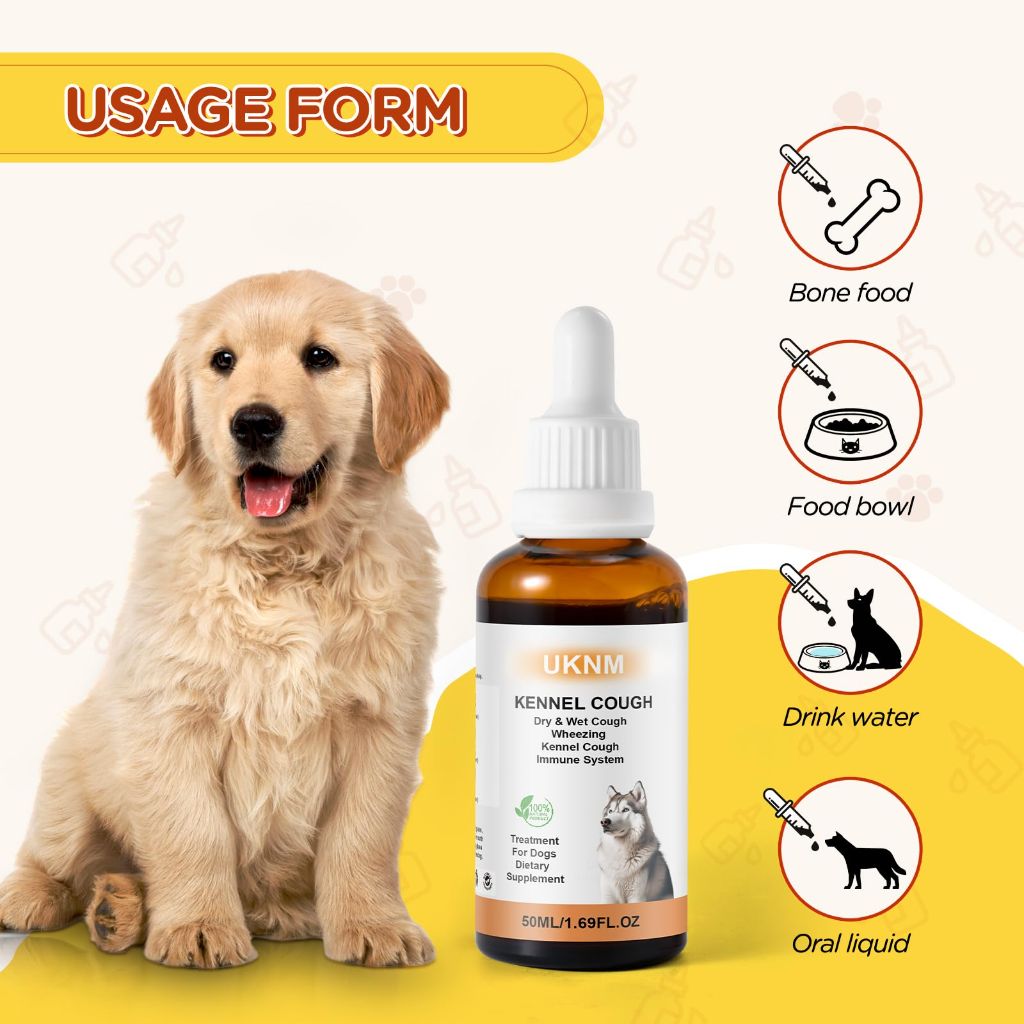 UKNM Kennel Cough Treatment Drops for Dogs - Immune Support & Allergy Relief, 50ml